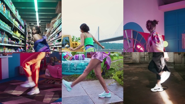 Video Reference N1: Shoe, Leg, Thigh, Brassiere, Eyewear, Pink, Sky, Street fashion, Leisure, Sneakers