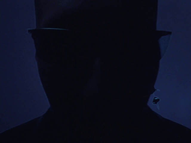 Video Reference N13: Cap, Neck, Flash photography, Hat, Tints and shades, Electric blue, Fedora, Art, Font, Darkness