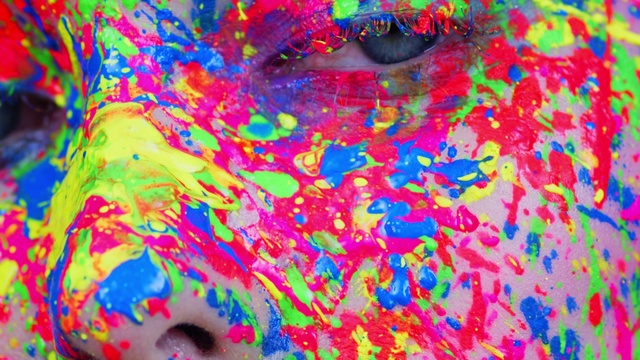 Video Reference N5: Colorfulness, Liquid, Human body, Art, Paint, Red, Magenta, Painting, Geological phenomenon, Electric blue