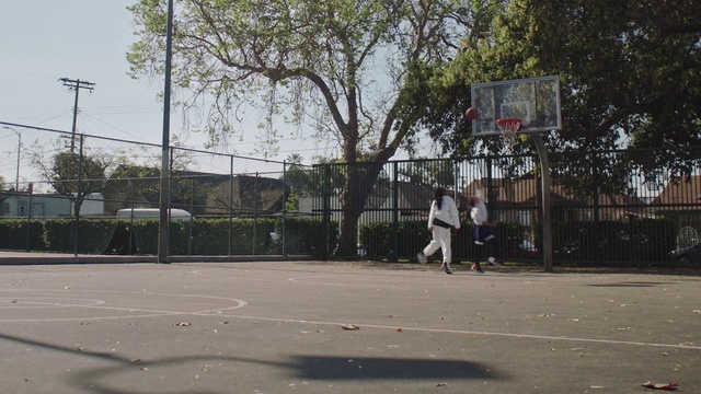 Video Reference N1: Basketball, Plant, Streetball, Building, Sky, Basketball hoop, Tree, Basketball court, Neighbourhood, House