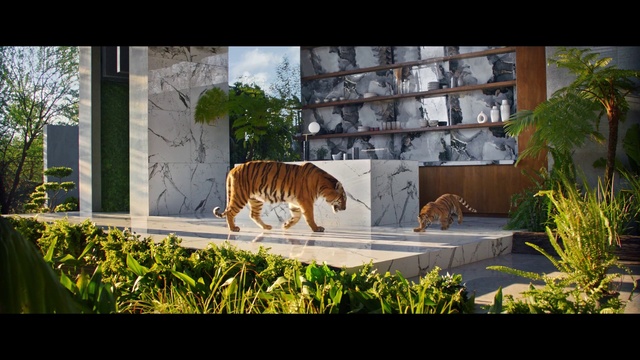 Video Reference N11: Plant, Bengal tiger, Siberian tiger, Tiger, Vertebrate, Window, Organism, Felidae, Wood, Carnivore