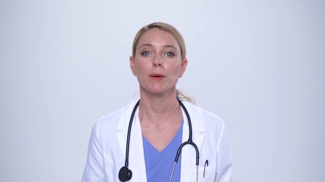 Video Reference N0: Face, Arm, Human body, Medical equipment, Neck, Sleeve, Health care, White coat, Gesture, Stethoscope