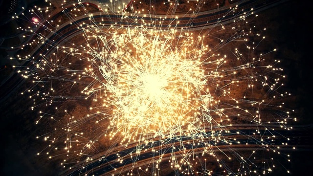 Video Reference N12: Water, Fireworks, Gold, Entertainment, Celebrating, Midnight, Pattern, Recreation, Space, Electric blue