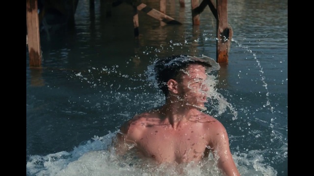 Video Reference N0: Water, Photograph, Muscle, Light, Human, Black, Swimming pool, Happy, Foam, Bathing
